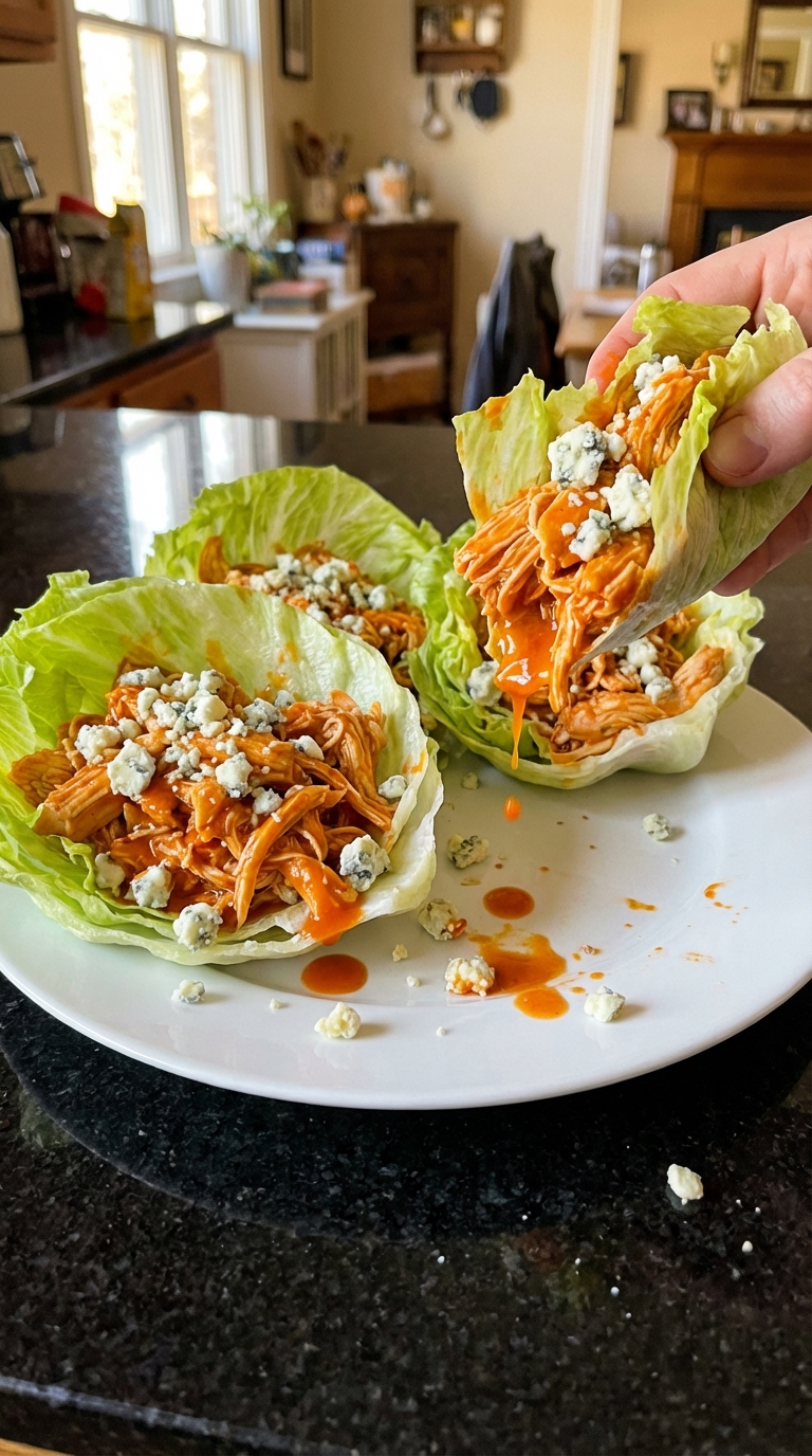 Healthy Buffalo Chicken Lettuce Wraps