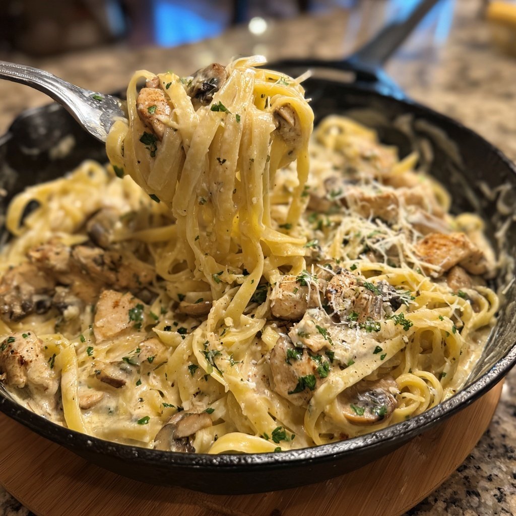 One-Pot Creamy Chicken Mushroom Noodles