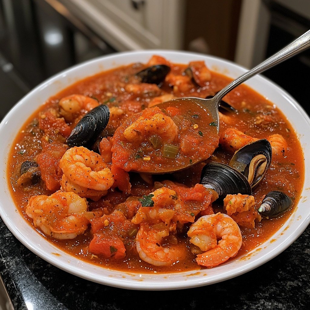 Cioppino Seafood Stew with Tomato Broth