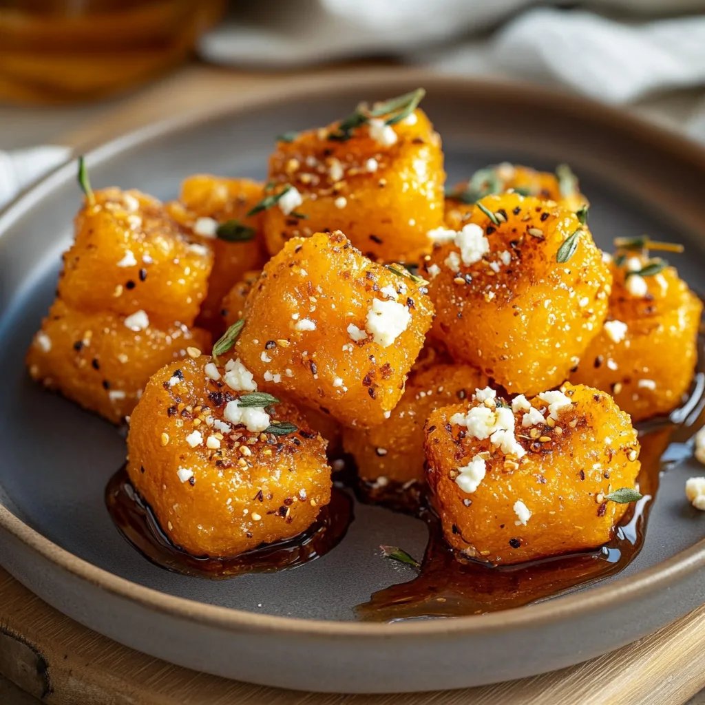 Crispy Butternut Squash Bites With Hot Honey Feta Drizzle