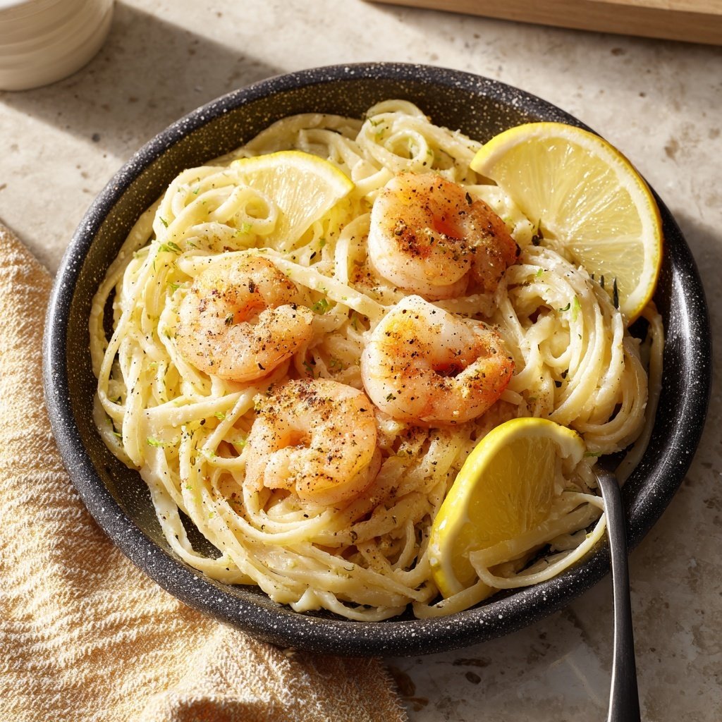 Lemon Butter Pasta with Shrimp