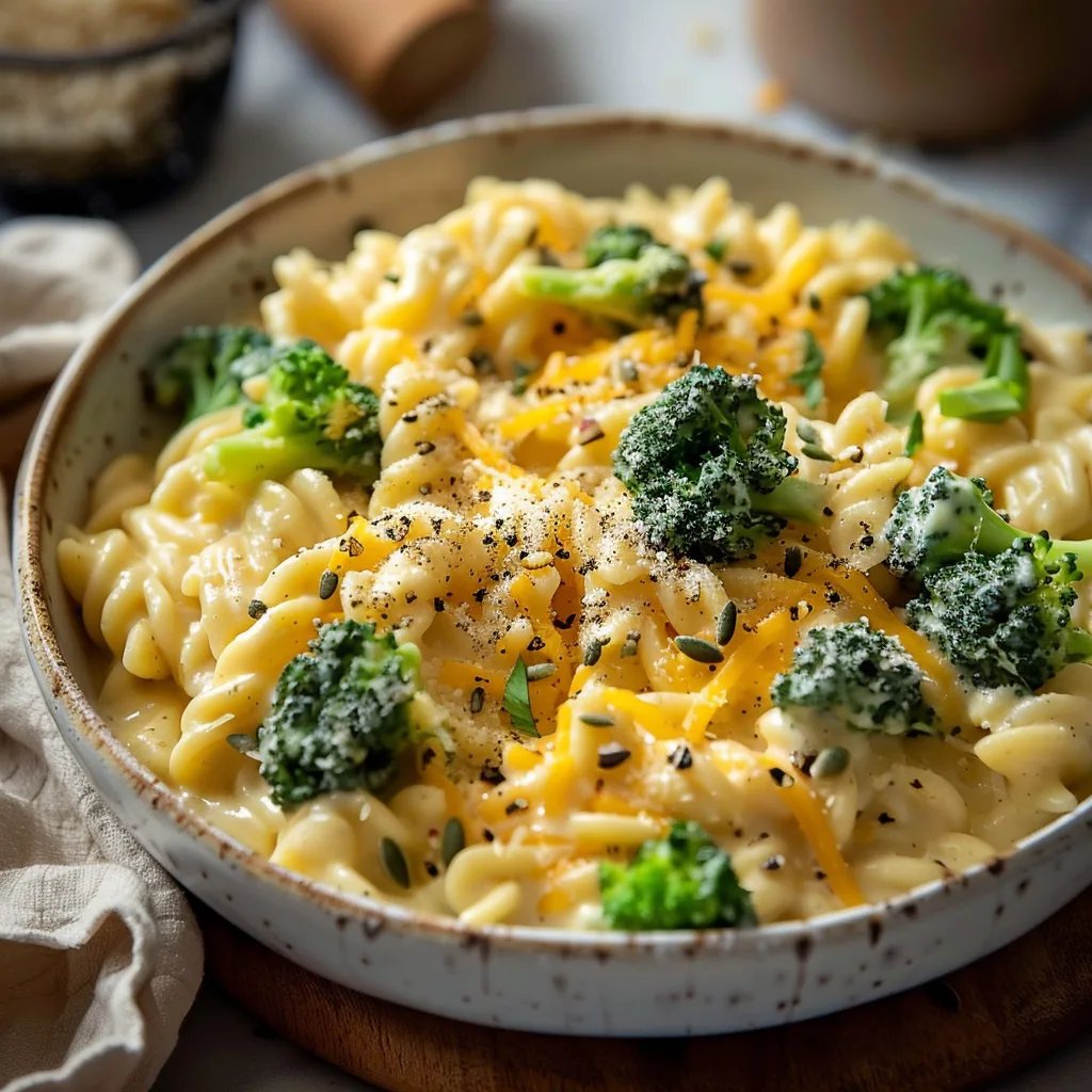 Creamy Broccoli Cheddar Orzo