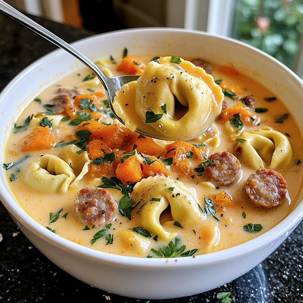 Butternut Sausage Tortellini Soup