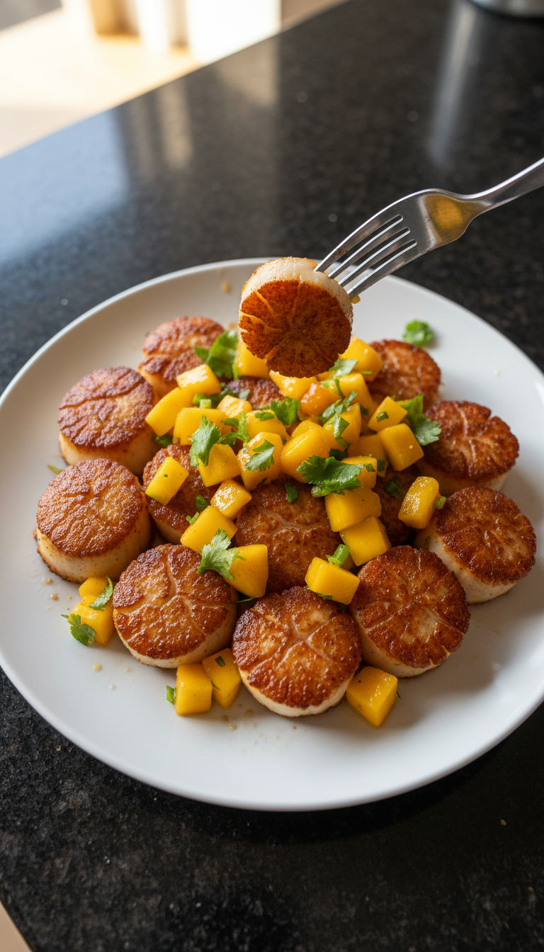 Seared Scallops with Mango Salsa