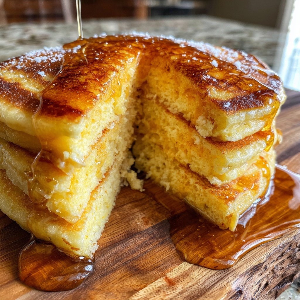 Vanilla Ricotta Pancakes with Maple Syrup​