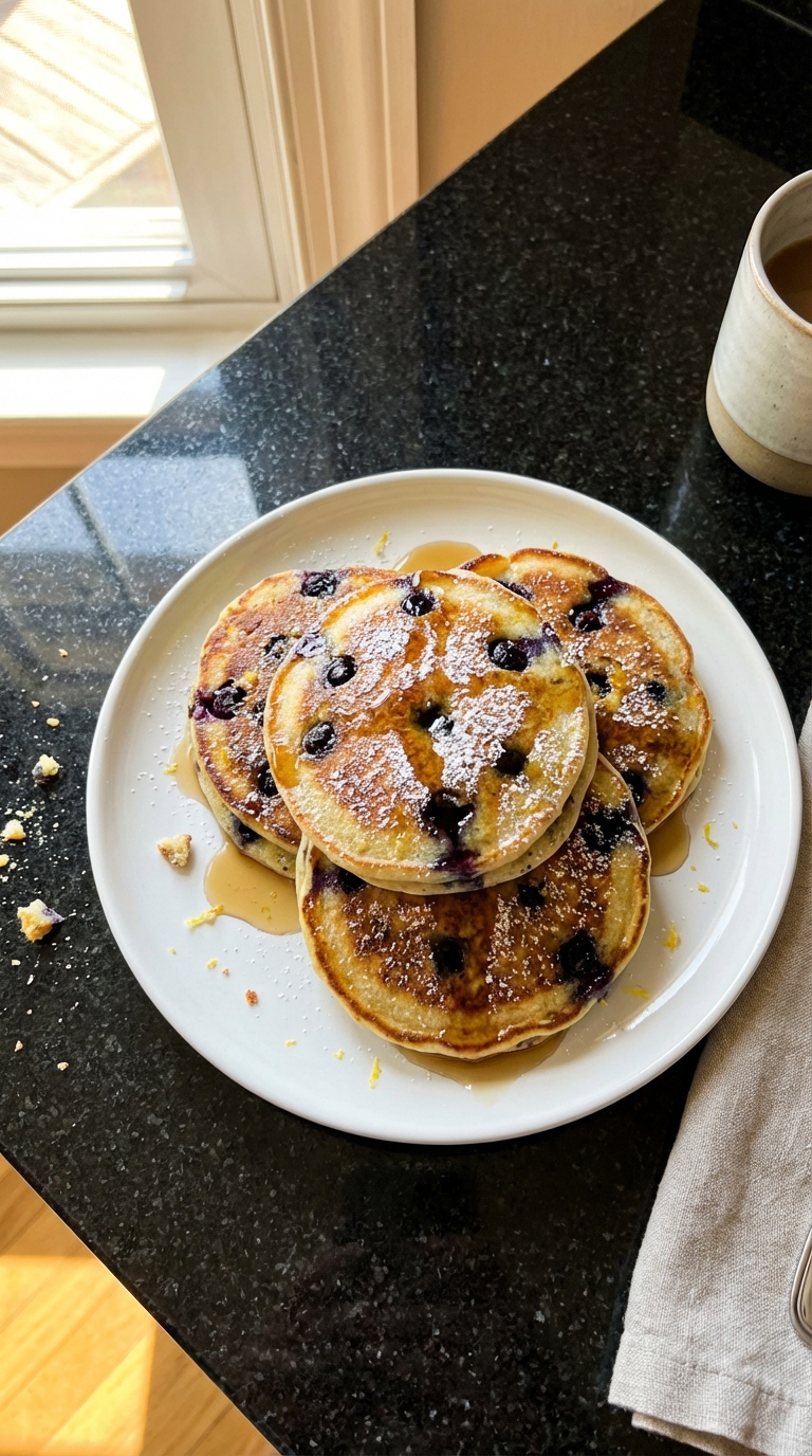 Lemon Blueberry Sourdough Pancakes