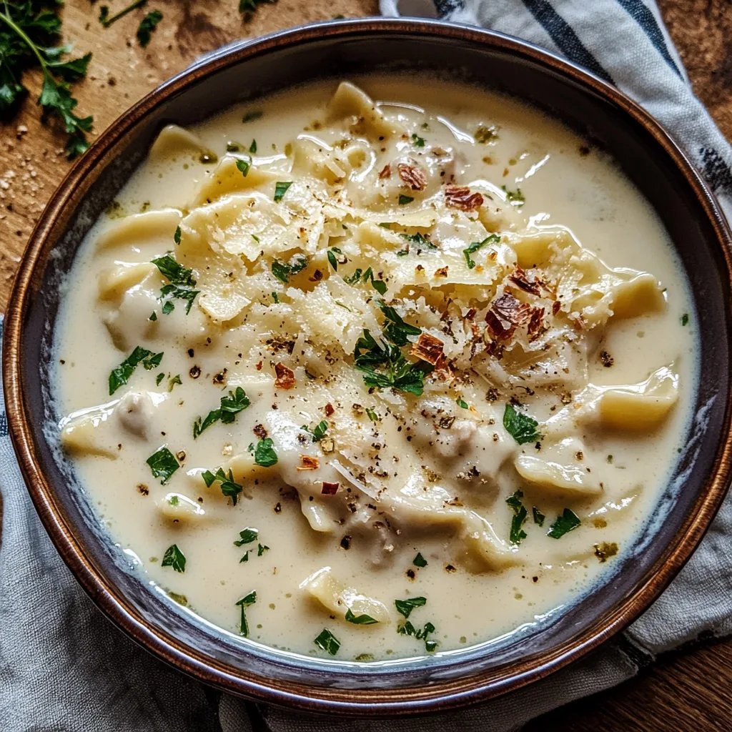 Creamy White Lasagna Soup with Tender Pasta