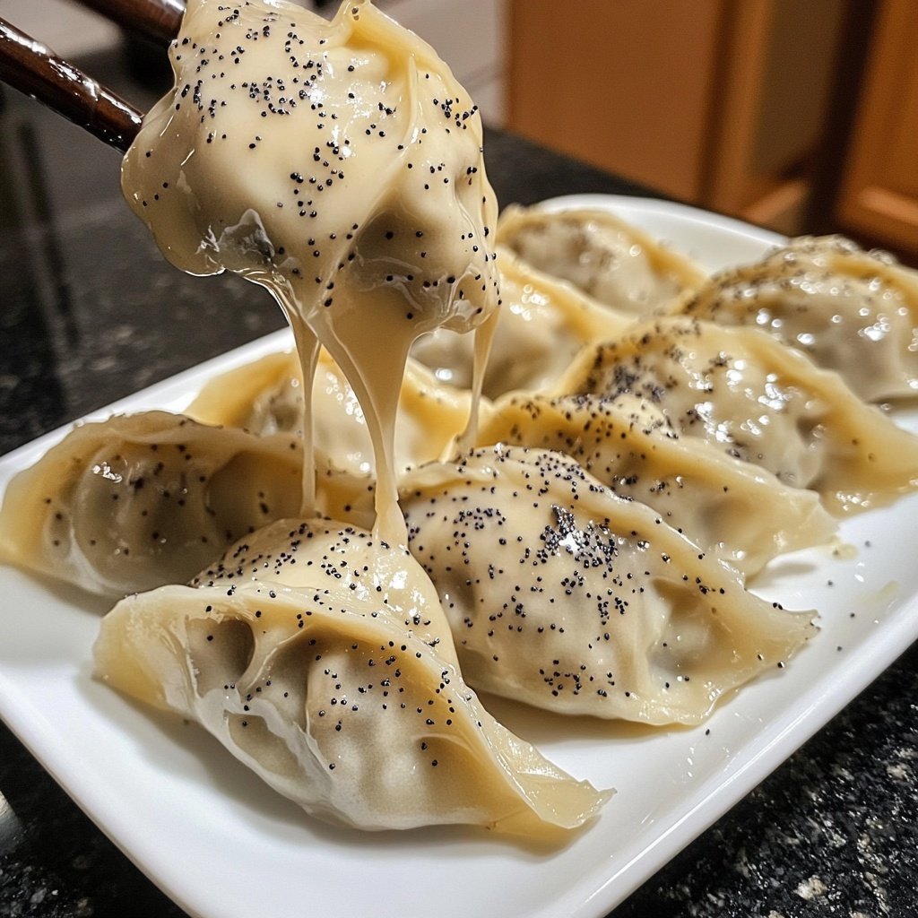 Steamed Dumplings with Vanilla Sauce and Poppy Seeds
