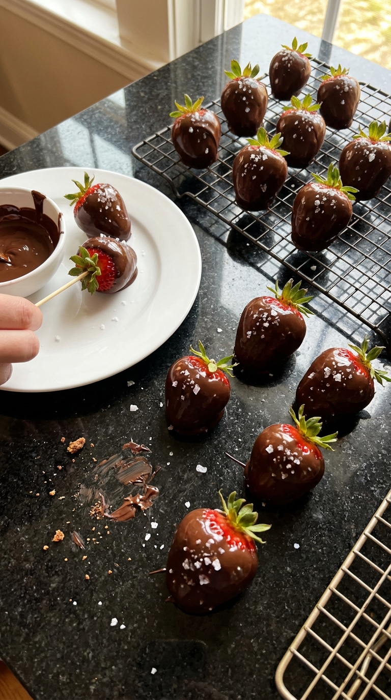Chocolate Strawberries with Sea Salt