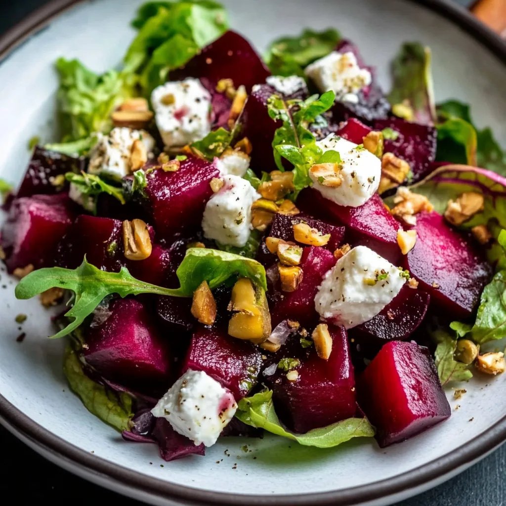 Roasted Beet Salad with Goat Cheese & Pistachios