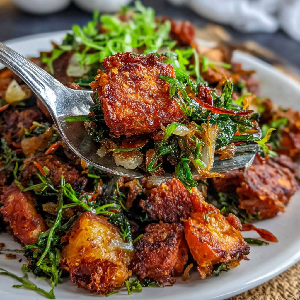 Dandelion and Sweet Potato Hash