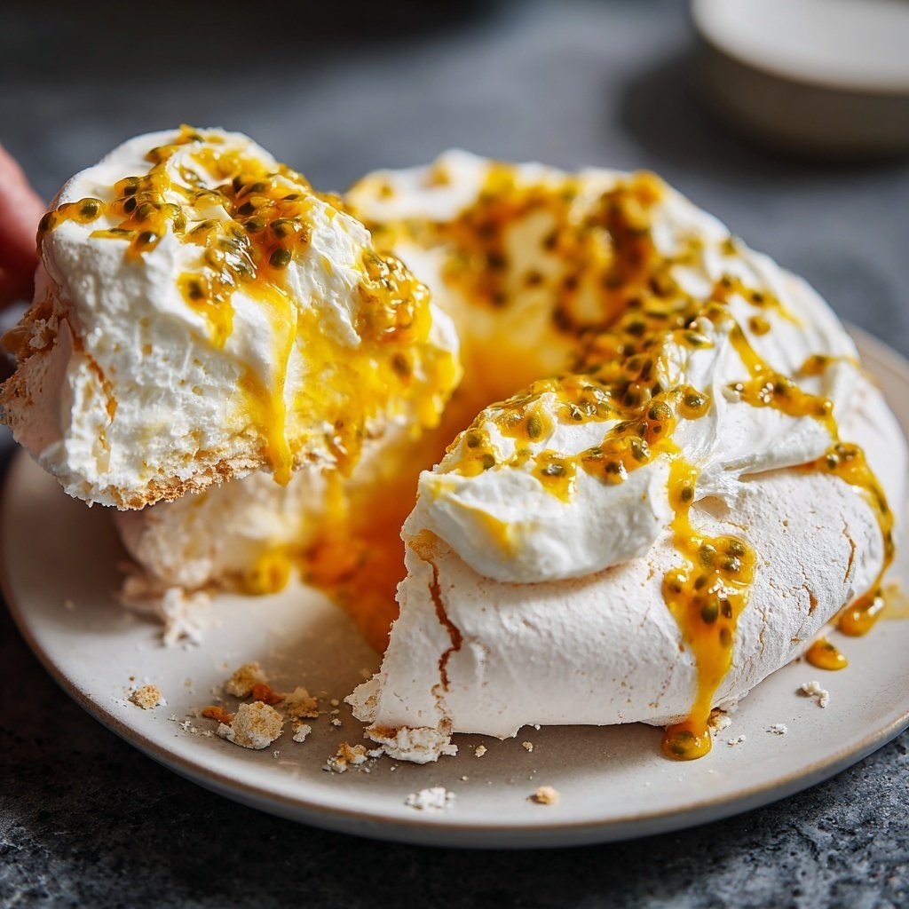 Limoncello Pavlova with Passion Fruit