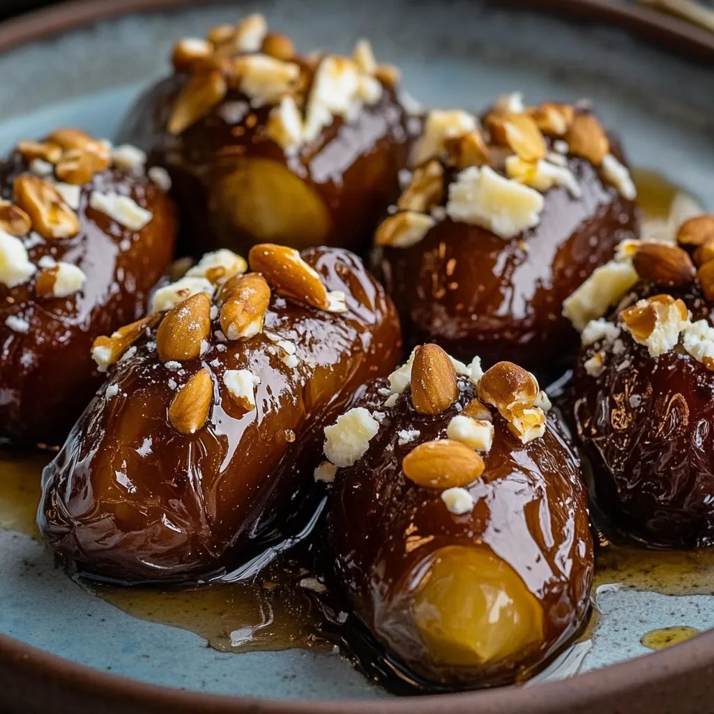 Walnut and Feta Stuffed Dates with Honey Glaze