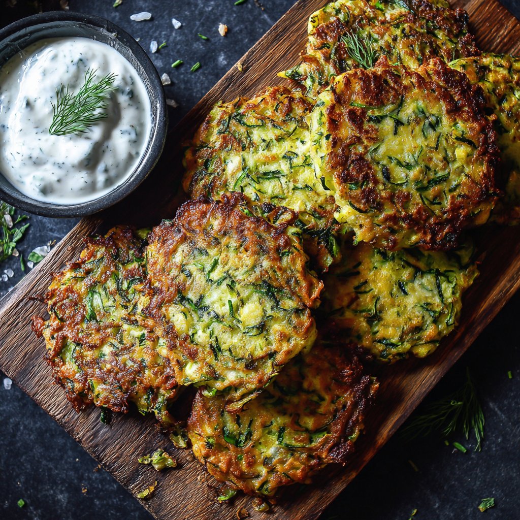 Zucchini Fritters with Tzatziki